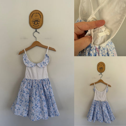 Blush Kids blue floral dress Sz 3 play - faint marks on skirt