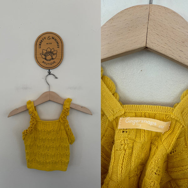 Gingersnaps mustard knit top Sz 6m as new