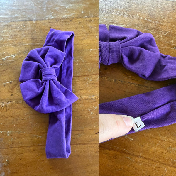 Purple Sz L bow 21.5cm 1-3y NWOT