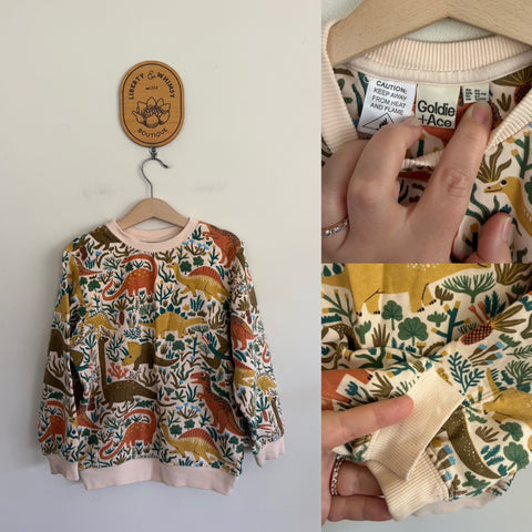 Goldie + Ace dinosaurs jumper Sz 6 EUC - slight mark on wrist as pictured