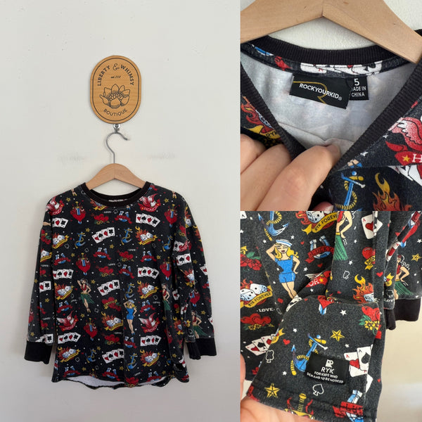 Rock Your Kid l/s sailors tshirt Sz 5 GUC - significant wash fade