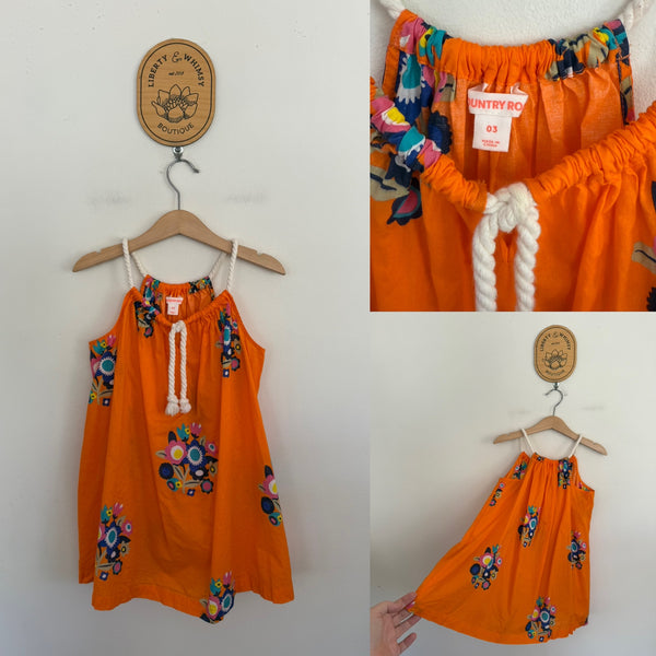 Country Road orange floral dress Sz 3 EEUC