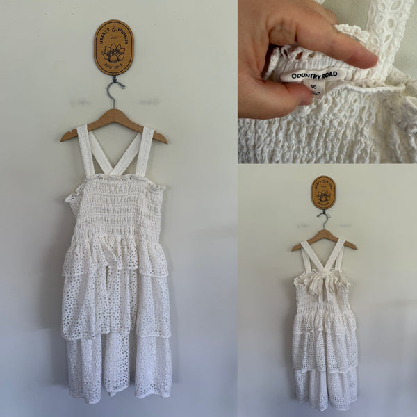 Country Road white broderie bow dress Sz 10 as new