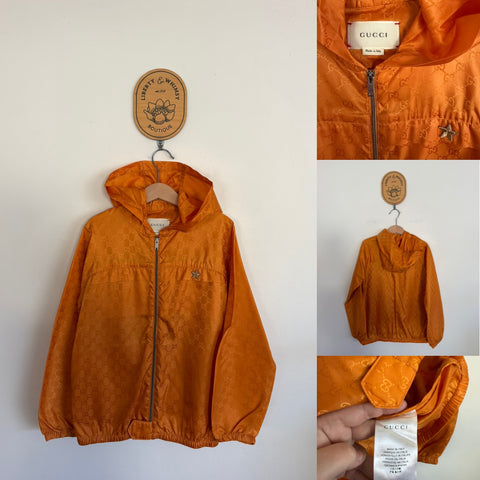 Gucci GG orange hooded raincoat jacket Sz 8 EEUC - only worn a few times