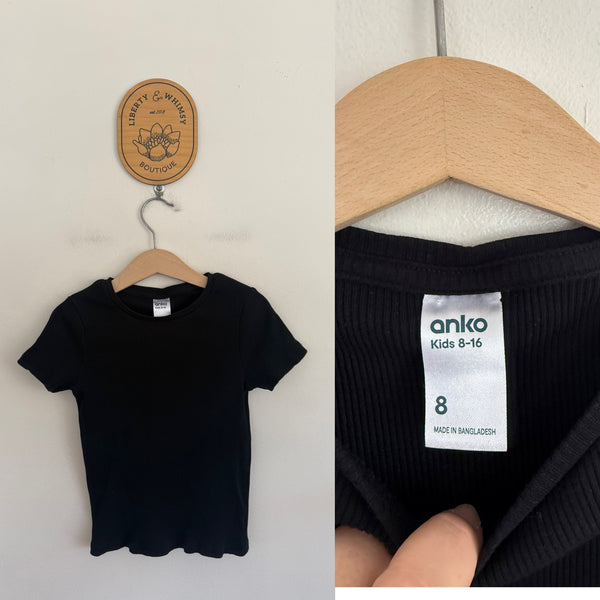 Anko black ribbed top Sz 8 as new