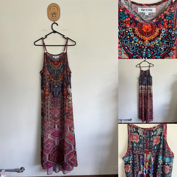 Gigi & Ella Aztec print maxi dress Sz 8 NWOT