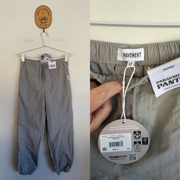 Pavement grey parachute pants Sz 12 NWT