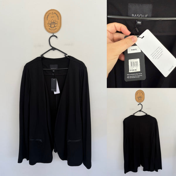 Basque black ponte jacket Sz 18 RRP $139.95 NWT
