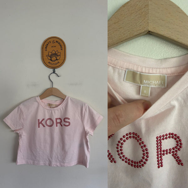 Michael Kors pink crop tshirt Sz 6 as new