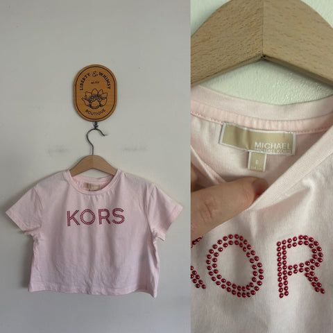 Michael Kors pink crop tshirt Sz 6 as new