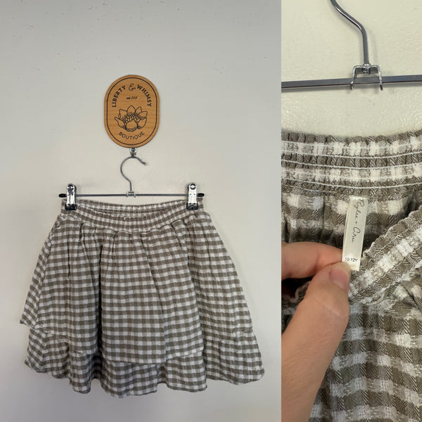 Rylee + Cru gingham skirt Sz 10-12 EEUC