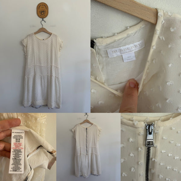 Burberry cream silk poplin dress Sz 14 as new