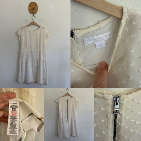 Burberry cream silk poplin dress Sz 14 as new