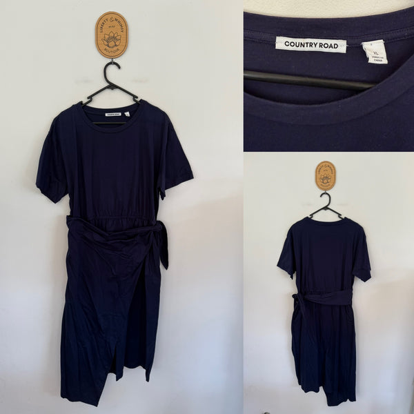 Country Road navy wrap skirt dress Sz XL as new