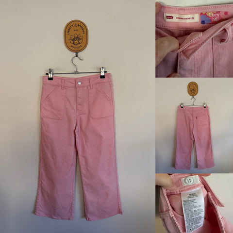 Levi’s pink cropped wide leg jeans Sz 12 as new with name tag as pictured