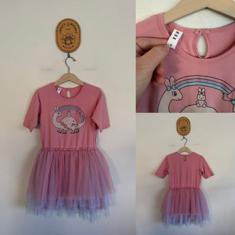 Hux pink dinosaur dress Sz 8 as new