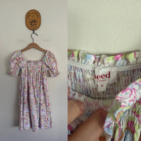 Seed paisley ruched dress Sz 8 EEUC