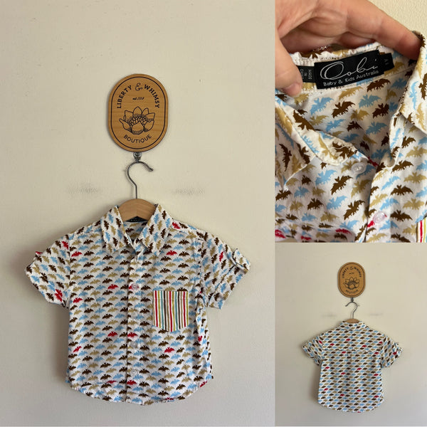 Oobi bats button up shirt Sz 1 as new (washed)