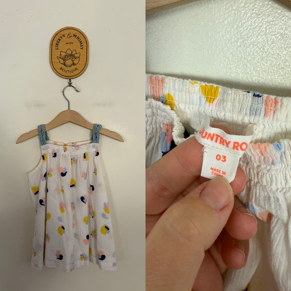 Country Road white print top/tunic Sz 3 as new