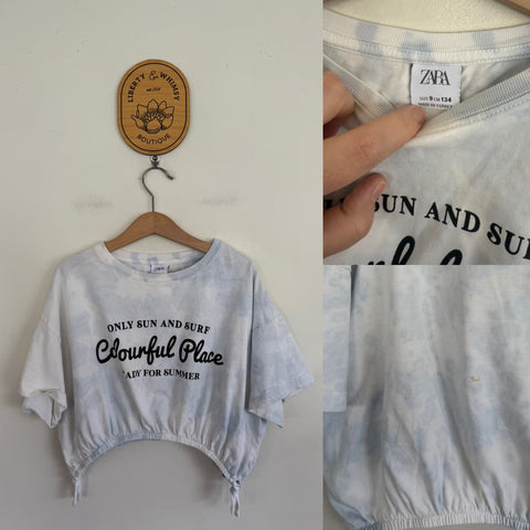 Zara Girl tie dye crop T-shirt Sz 9 as new but dot on back