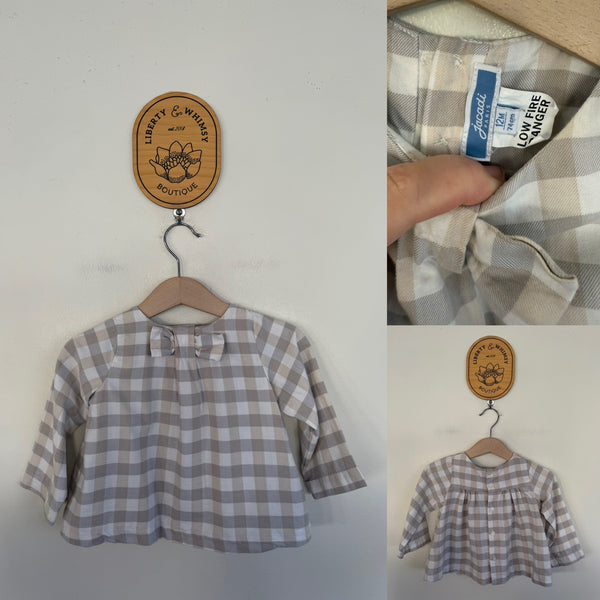 Jacadi l/s gingham blouse Sz 12m (6-12m) as new