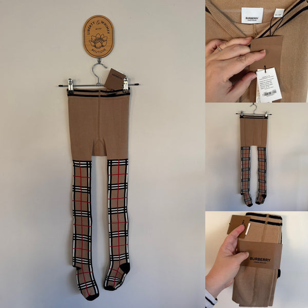 Burberry vintage check tights Sz 9-10 NWT