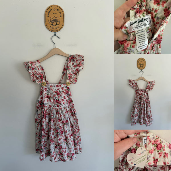 Pour Bebe cream floral dress Sz 4 NWT but letter L on tag