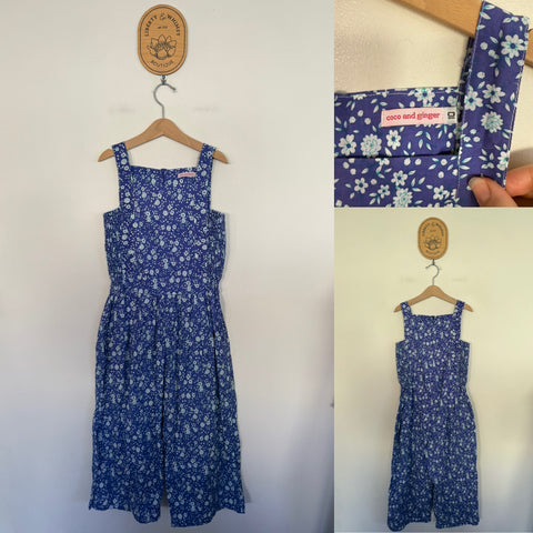 Coco & Ginger blue floral playsuit Sz 10 as new