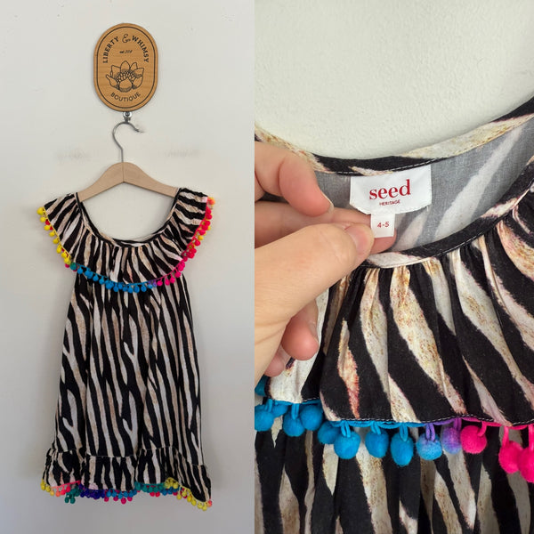 Seed zebra print dress Sz 4-5 EUC