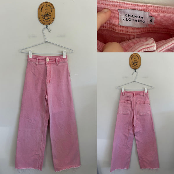 Ghanda pink washed out jeans Sz 6 (slim high waisted) or teen girls EUC