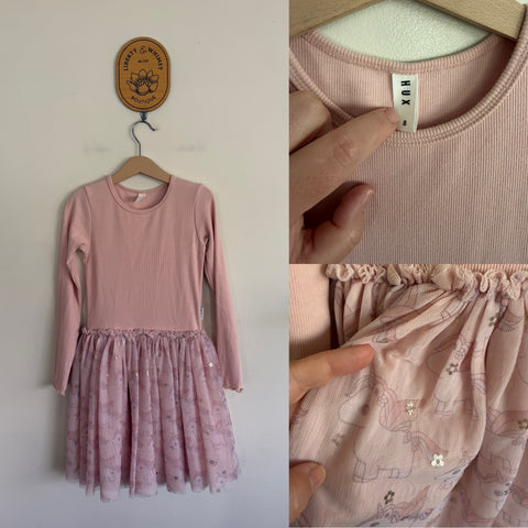 Hux l/s pink unicorn tulle dress Sz 8 as new
