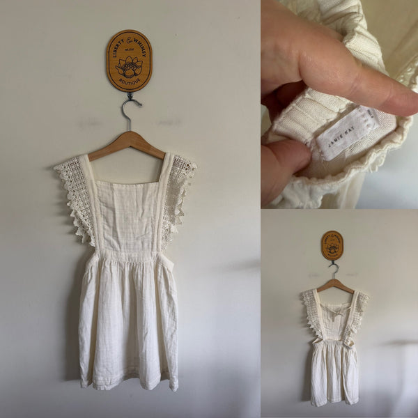 Jamie Kay cream muslin pinafore Sz 6 EUC