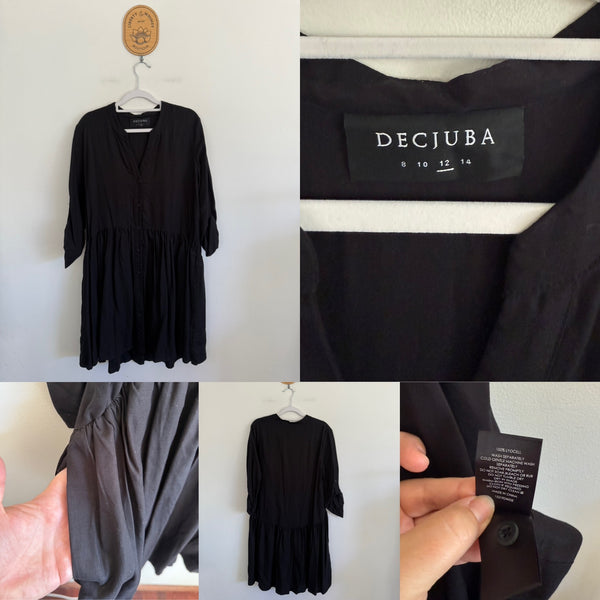 Decjuba black button shirt dress Sz 12 NWOT