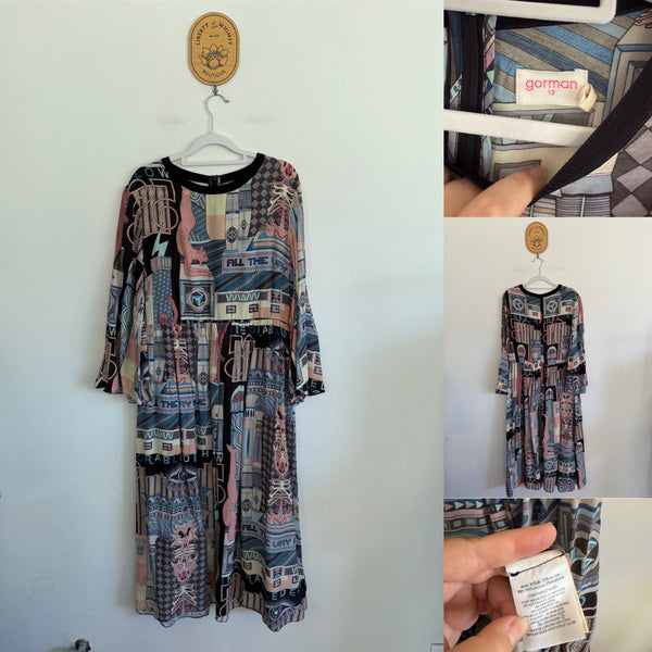Gorman l/s silk blend dress Sz 12 as new