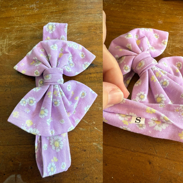 Light purple floral Sz S bow 17cm 0-6m NWOT