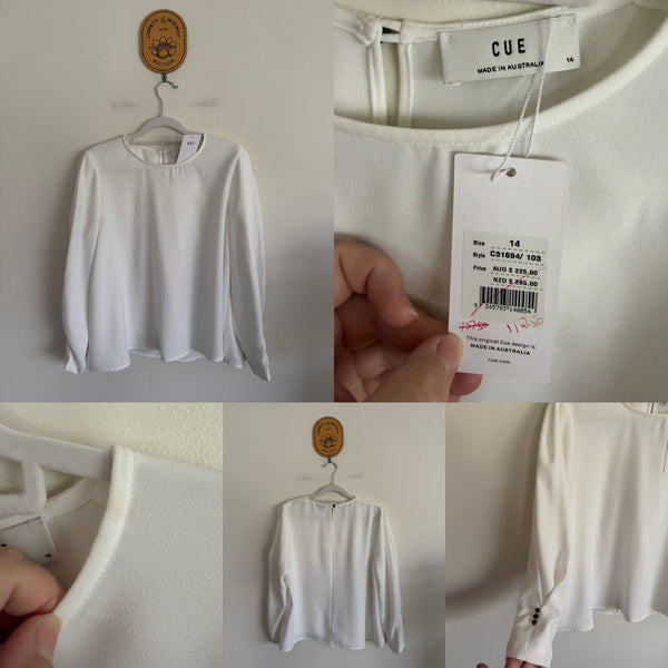Cue l/s ivory top Sz 14 RRP $225 NWT