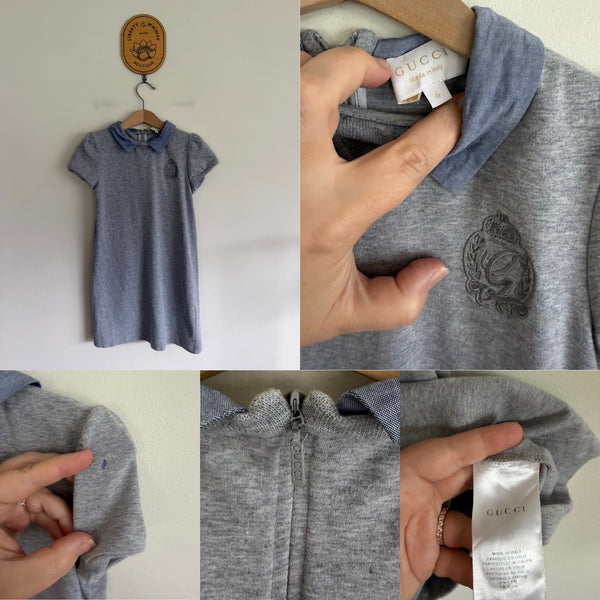 Gucci grey collared dress Sz 5-6 play - marks