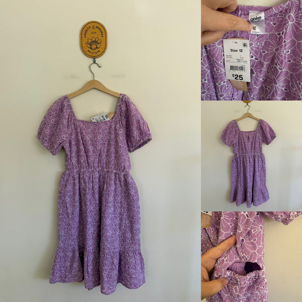 Anko purple cut out dress Sz 12 RRP $25 NWT