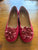 Hush Puppies Selena red nubuck flats Sz 8.5 RRP $119.95 as new, storage mark as pictured