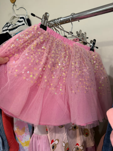 Seed pink tulle sequin skirt Sz 7 as new
