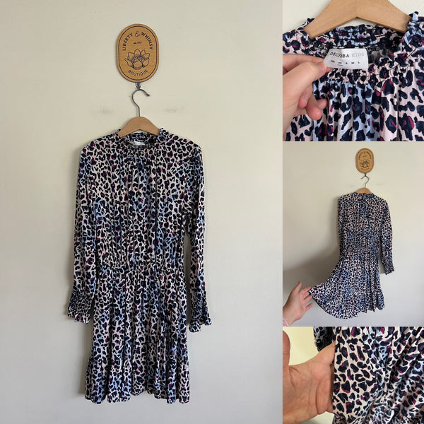 Decjuba Kids l/s leopard print pocket dress Sz XS (8) as new