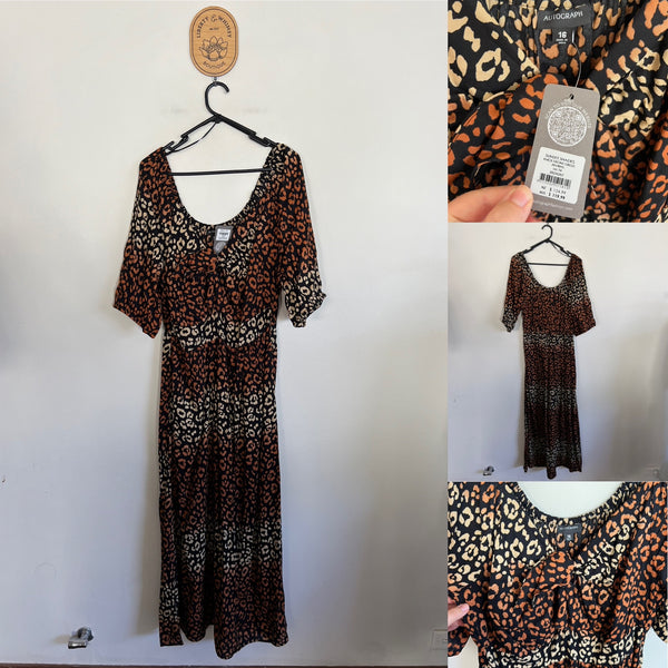 Autograph animal print knot front dress Sz 16 RRP $119.99 NWT