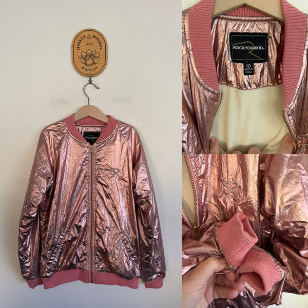 Rock Your Kid pink metallic jacket Sz 10 VGUC due to cuffs as pictured