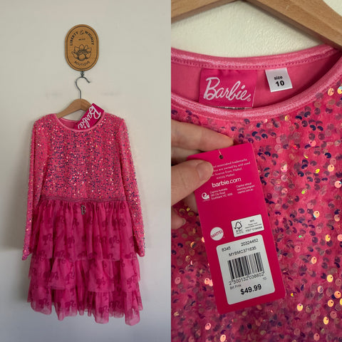 Barbie l/s sequin tiered ruffle dress Sz 10 NWT