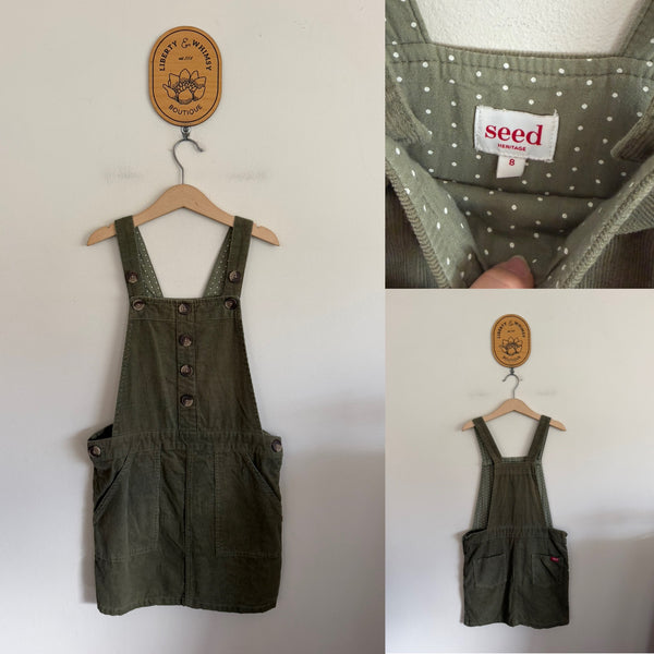 Seed green cord pinnie Sz 8 EUC