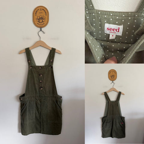 Seed green cord pinnie Sz 8 EUC