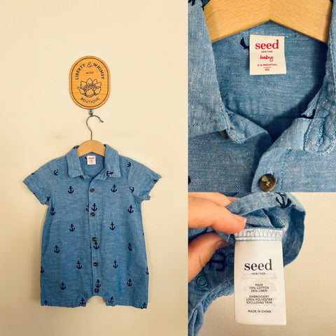Seed anchors romper Sz 00 as new