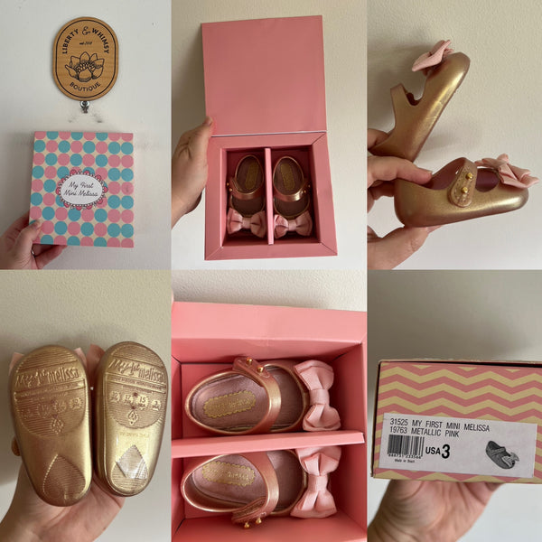 My First Mini Melissa pink Mary Jane’s Sz 3US BNIB - box has slight damage to it