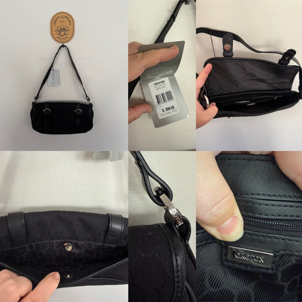 Oroton “Nic” black flap small handbag over RRP $299 NWT
