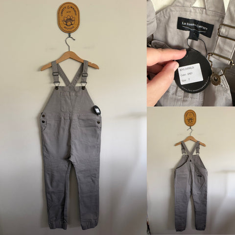 La Sienna grey overalls Sz 7 NWT